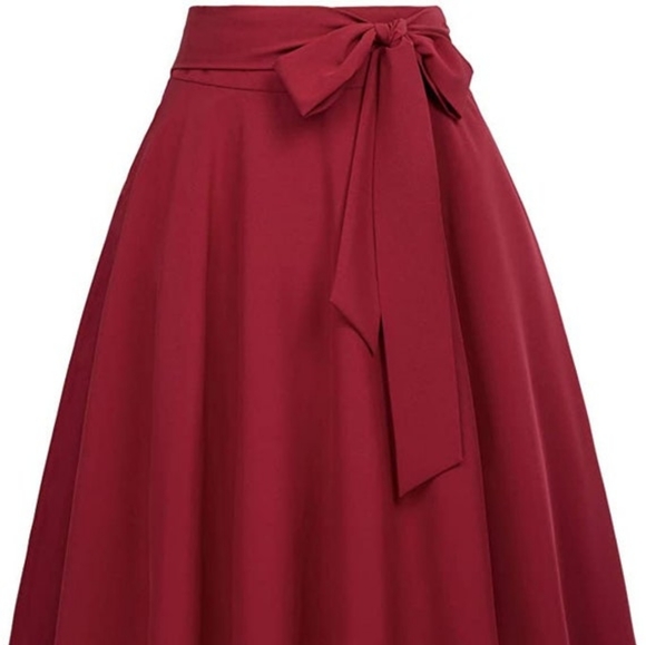 Belle Poque Dresses & Skirts - Women's High Waist A-Line Pockets Skirt Skater Flared Midi Skirt in Size M